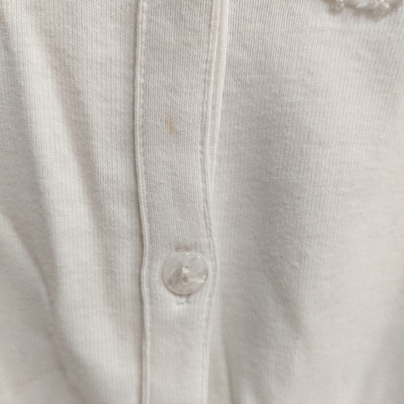 Rafaella Women's Petite Large White Cardigan with Beading - Picture 7 of 8